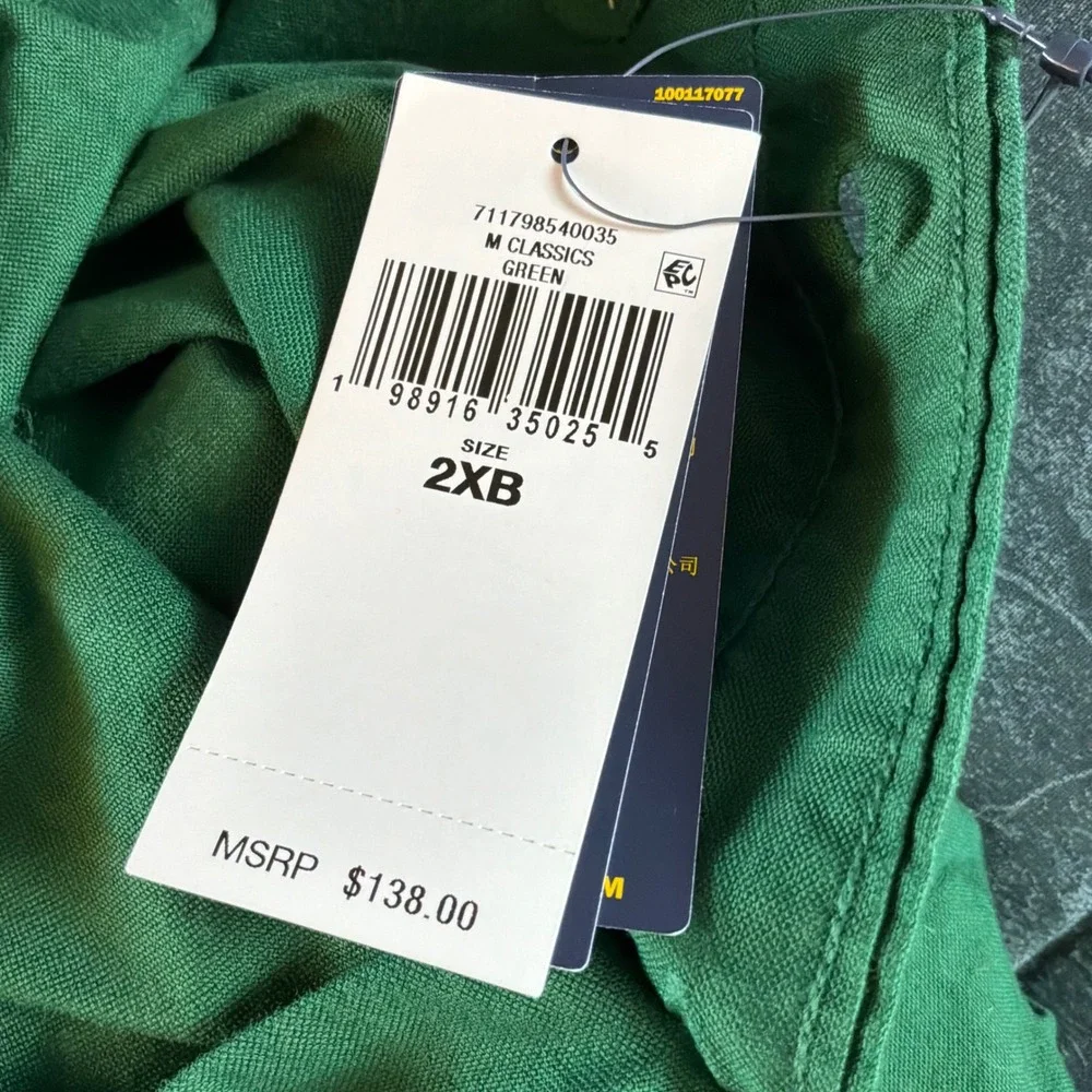 Polo Ralph Lauren Mens Green Button Down Shirt 2XB Big & Tall NWT Classic